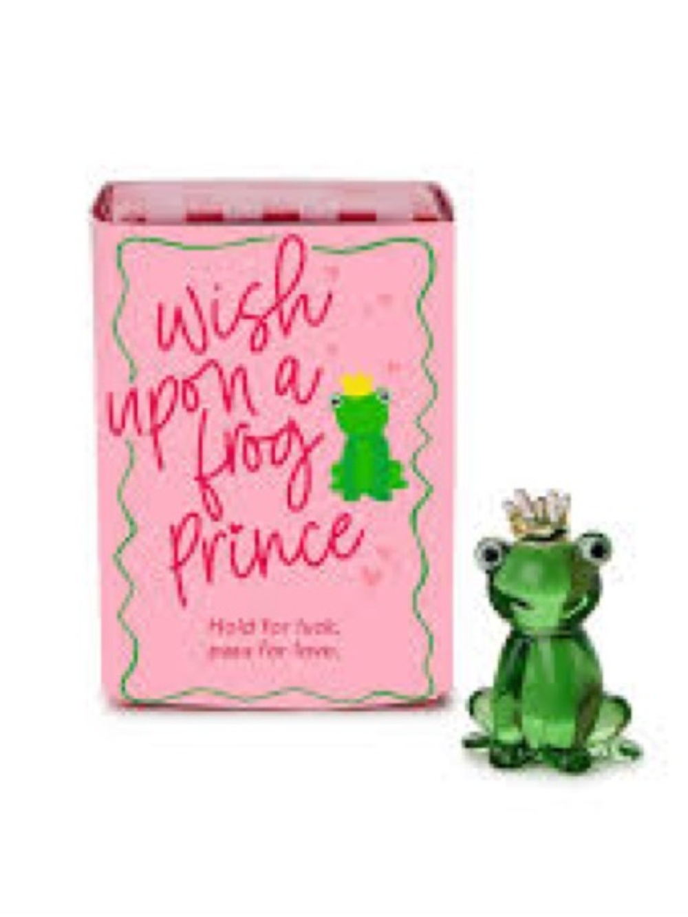 Wish Upon a Frog Prince Pink Decorative Box with Green Frog Figurine